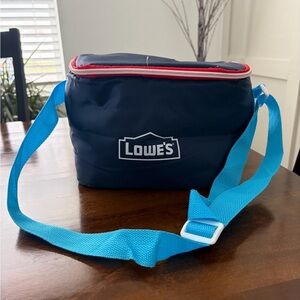 Navy Blue Insulated Lunch Bag Lowe’s Lunchbox Red Blue NEW